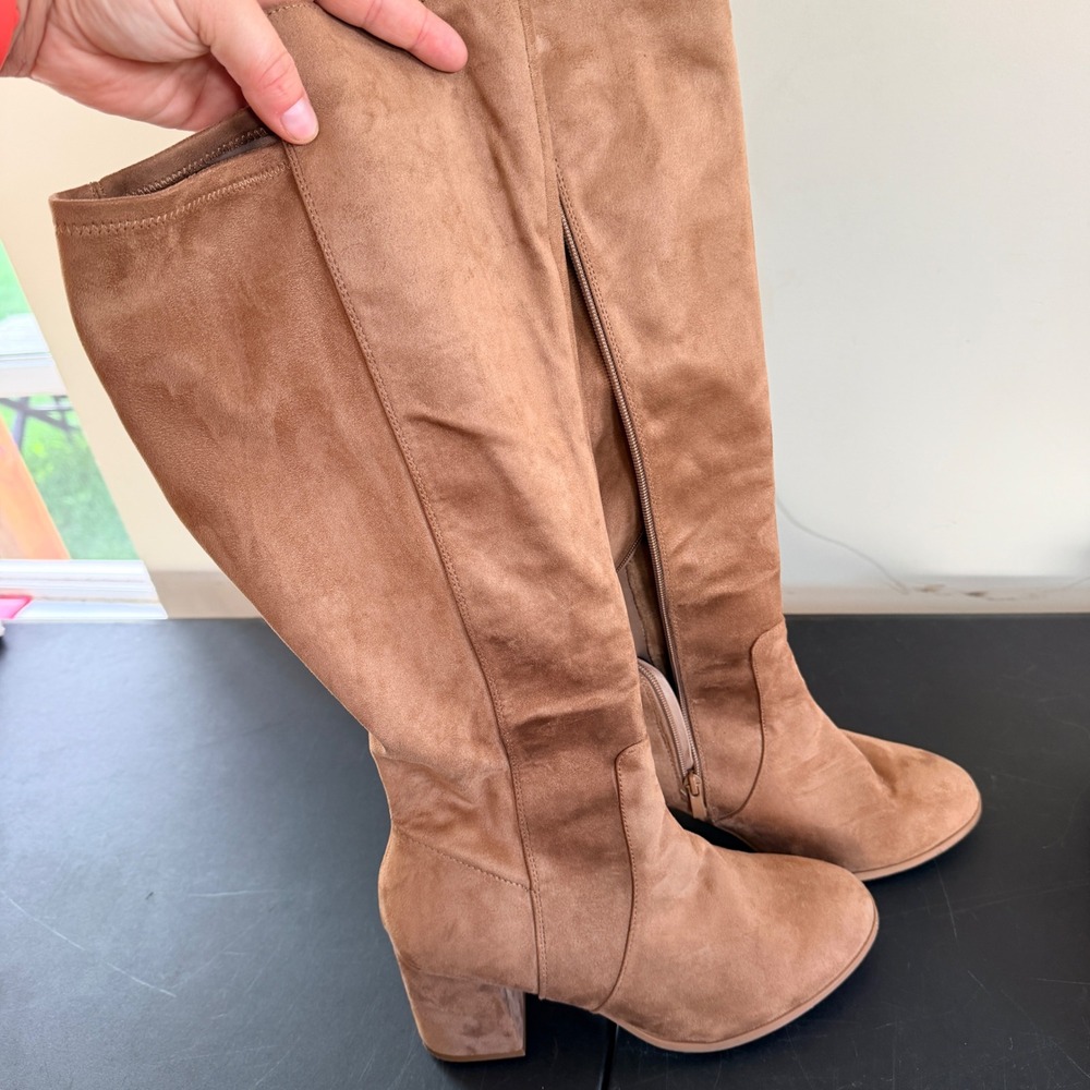 Torrid Faux Suede Tall Boots Women 10WW Block Heel Minimalist Boho Wide Calf